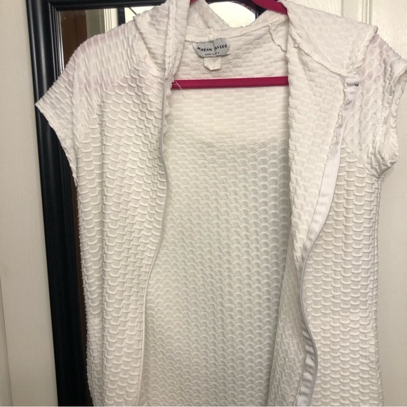 Jordan Taylor size small white hooded zip cover up with pockets waffle knit - Picture 5 of 11